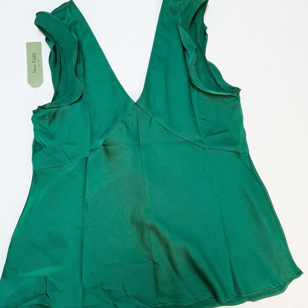 Nine 8 Emerald Green V-Neck Ruffle Strap Camisole - Picture 3 of 7